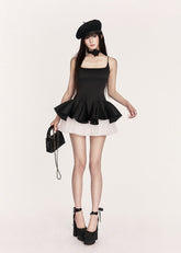 Hepburn Peplum Tulle Mini Dress and leggings